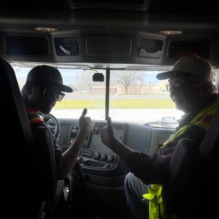 CDL Student and Instructor giving thumbs up
